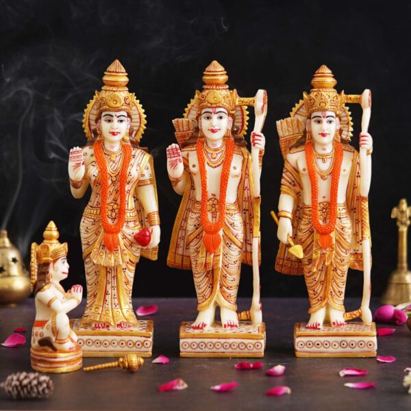 Ram darbar Idol Sita Statue Hanuman Laxman Idol Antique Finish Home Decor Marble God Statue