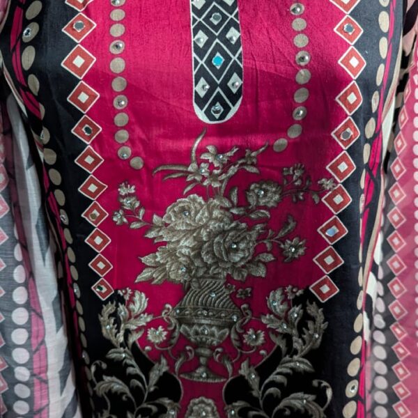 Elegant Striched Cotton Salwar Suit with Heavy Embroidery & Dupatta
