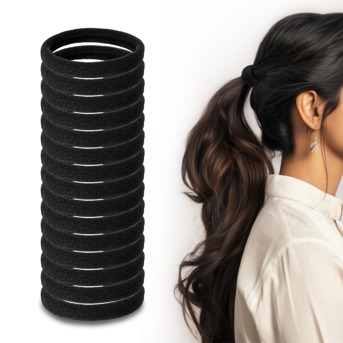 Cotton Hair Elastic Rubber Bands 20Pcs – Black, White, Red & Blue Shade-  5 Peace Each - Image 2