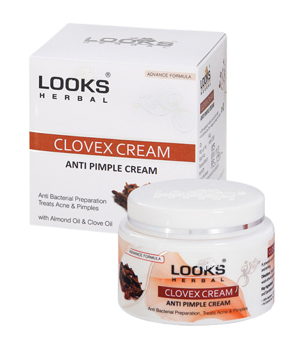 LOOKS Herbal Clovex Cream – Anti Pimple Cream with Almond & Clove Oil | Herbal Acne Treatment | Antibacterial Formula | 50g