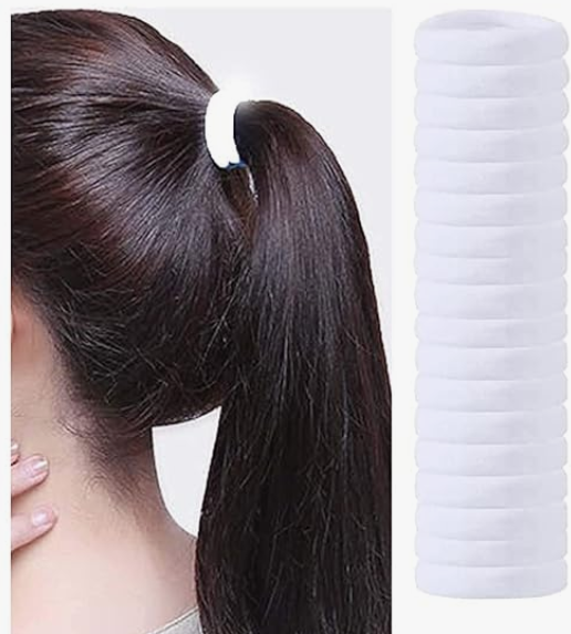 Cotton Hair Elastic Rubber Bands 20Pcs – White Shade